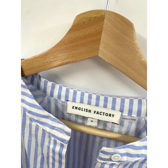 English Factory Puff-Sleeve Tiered blue stripe Midi Dress - Picture 4 of 8